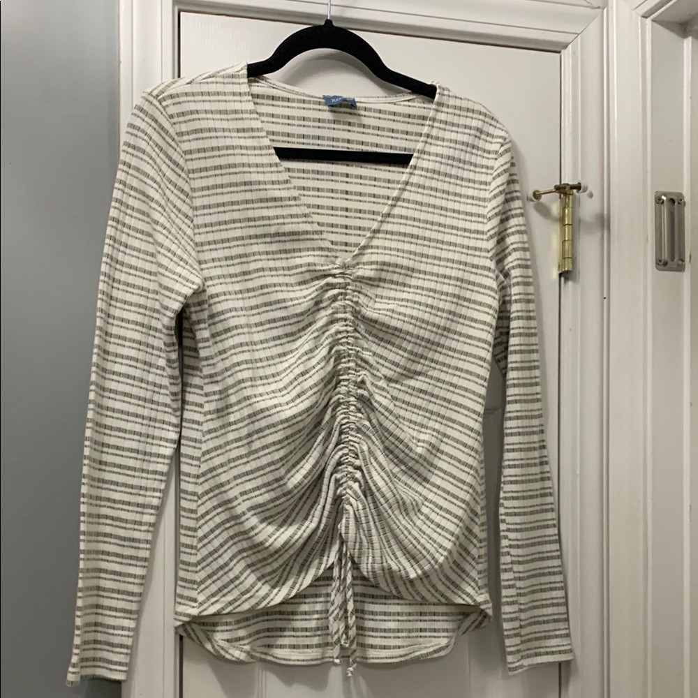 South Moon Under Neely Striped V-Neck Ruched Top